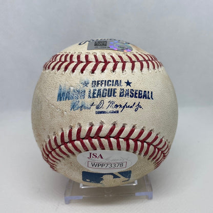 Ronald Acuna. Jr. Autographed MLB Game Used Double Career Hit 4 Double 1 RBI 2 & Freddie Freeman Double 04/26/18