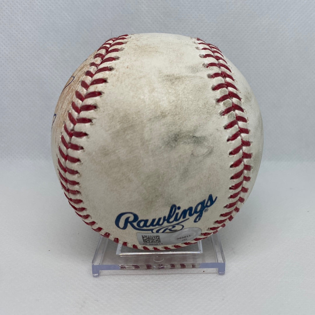 Shohei Ohtani Autographed MLB Game Used Single Career Hit 8 RBI 8 04/11/18