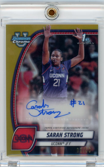Sarah Strong 2025 1st Bowman Chrome autograph gold refractor #'d 09/50