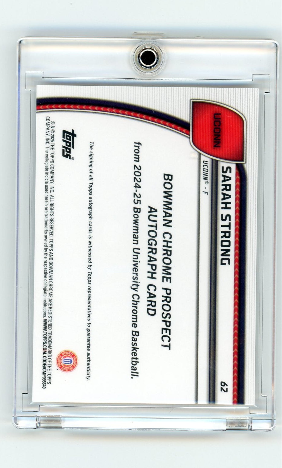 Sarah Strong 2025 1st Bowman Chrome autograph gold refractor #'d 09/50