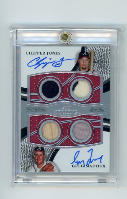 Chipper Jones Greg Maddux 2023 Topps Sterling Sets dual autograph quad relic #'d 3/5