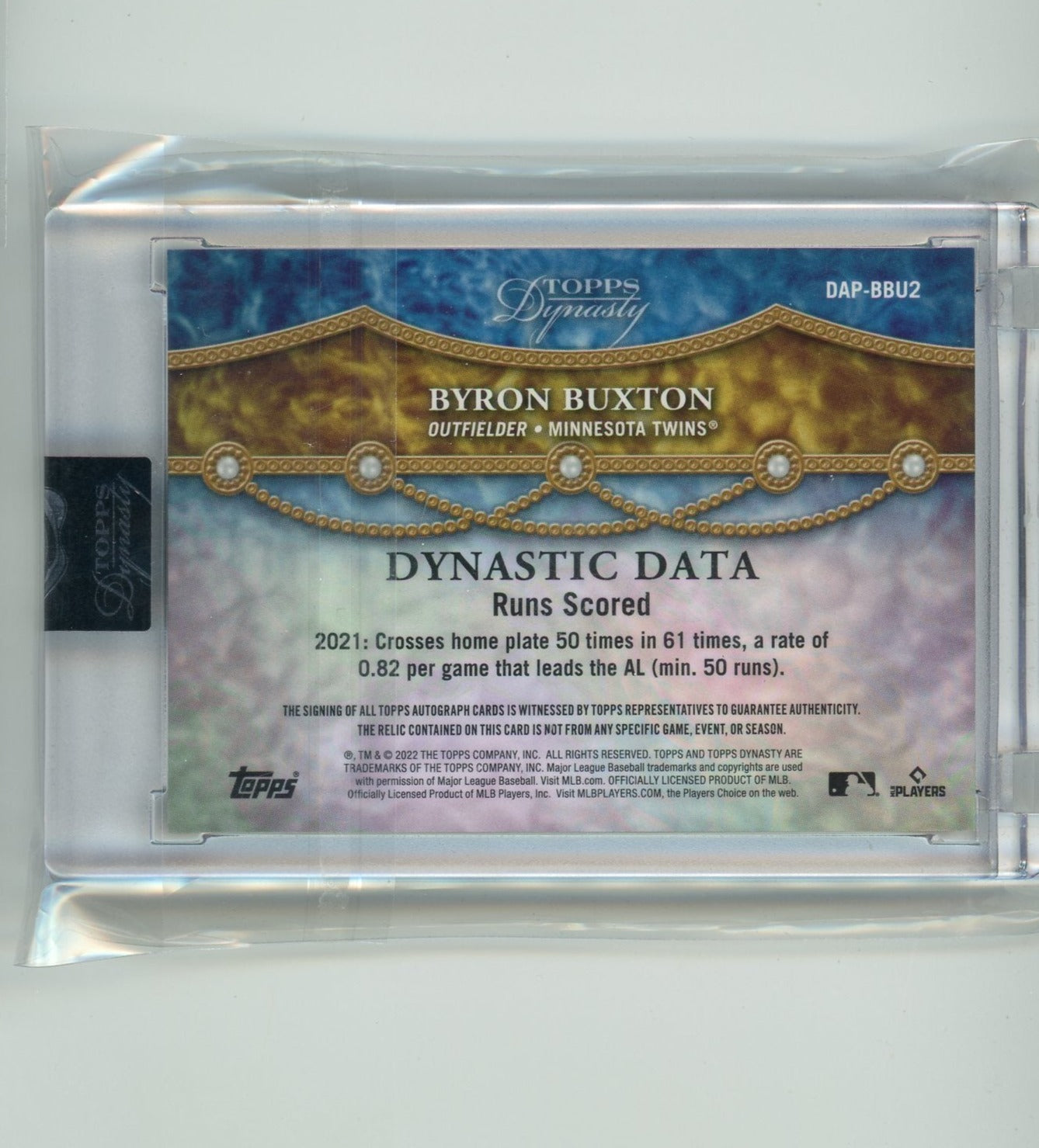 Byron Buxton 2022 Topps Dynasty Dynastic Data Postseason relic autograph #'d 1/1