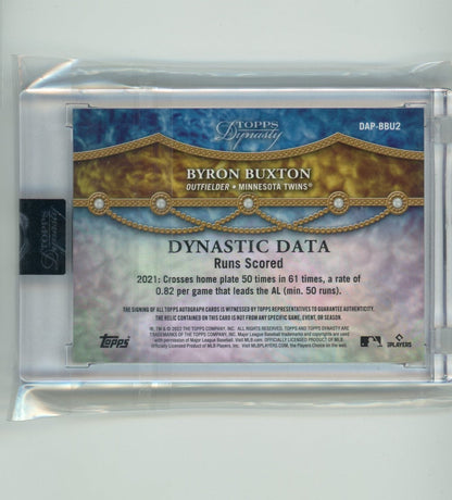 Byron Buxton 2022 Topps Dynasty Dynastic Data Postseason relic autograph #'d 1/1