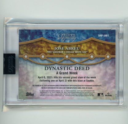 Jose Abreu 2022 Topps Dynasty Dynastic Deed relic autograph #'d 1/5