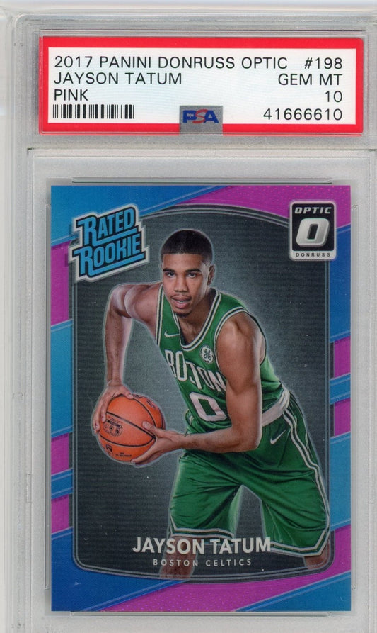 Jayson Tatum 2017-18 Panini Donruss Optic Pink Prizm #’d 15/25 PSA 10