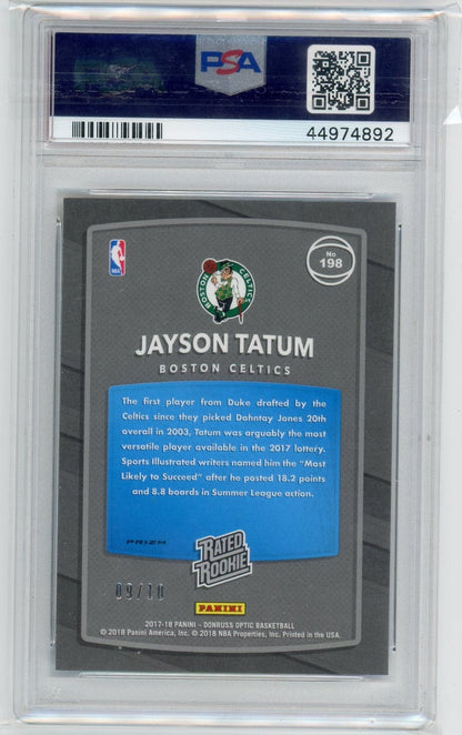 Jayson Tatum 2017-18 Panini Donruss Optic Fast Break Gold Prizm #’d 09/10 PSA 9