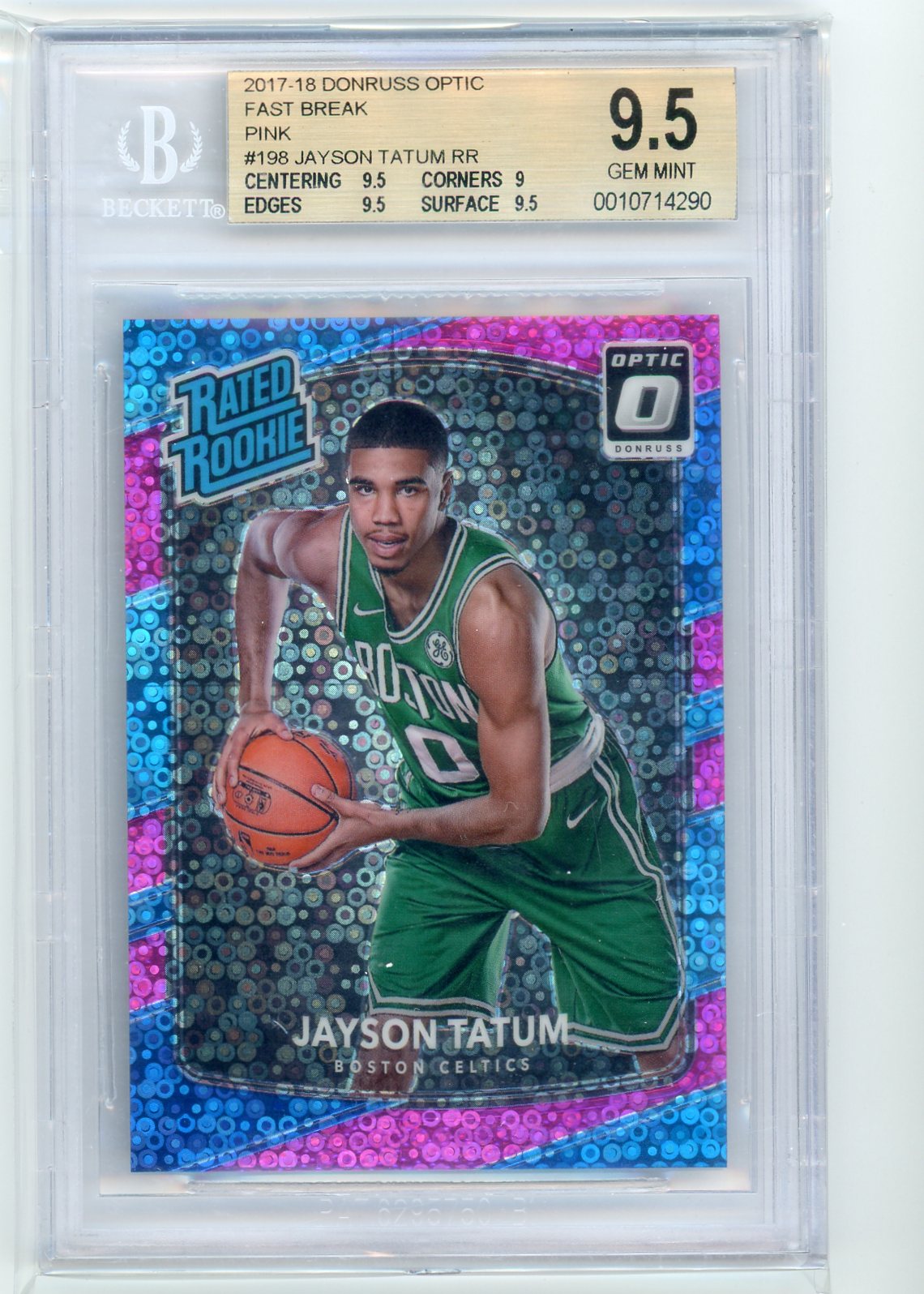 Jayson Tatum 2017-18 Panini Donruss Optic Fast Break Pink Prizm #’d 18/20 BGS 9.5