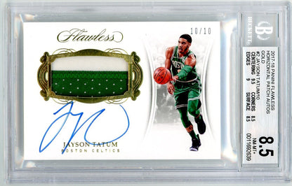 Jayson Tatum 2017-18 Panini Flawless Gold Horizontal Rookie Patch Auto 10/10 BGS 8.5 Auto 10