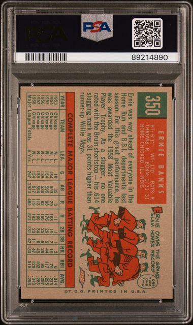 Ernie Banks 1959 Topps #350 PSA 8