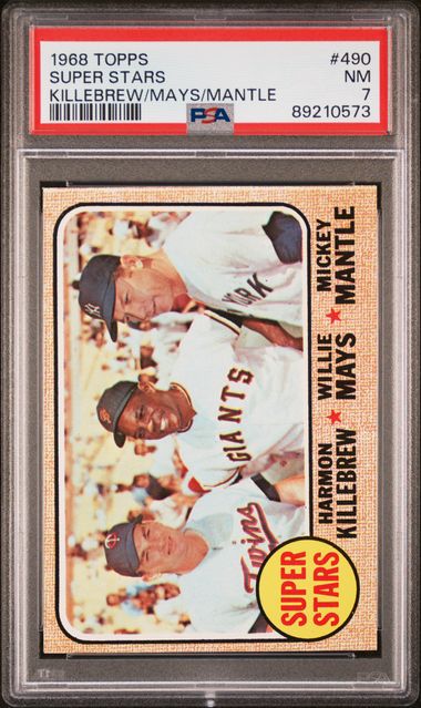 Super Stars Killebrew Mays Mantle 1968 Topps #490 PSA 7