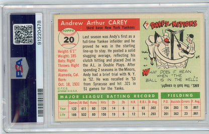 Andy Carey 1955 Topps #20 PSA 8