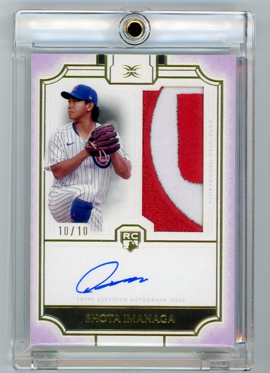 Shota Imanaga 2024 Topps Definitive Collection Autographed Relic rookie card #'d 10/10