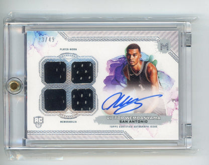 Victor Wembanyama 2023-24 Topps Motif quad relic autograph rookie card #'d 23/49