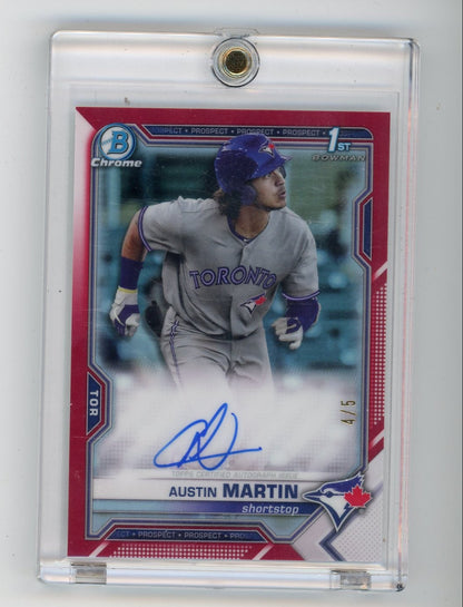 Austin Martin 2021 1st Bowman Chrome autograph red refractor #'d 4/5