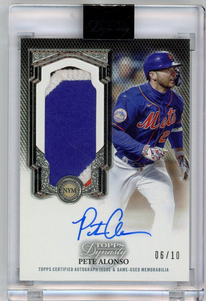 Pete Alonso 2023 Topps Dynasty Baseball Dynastic Deed Patch Auto #'d 06/10