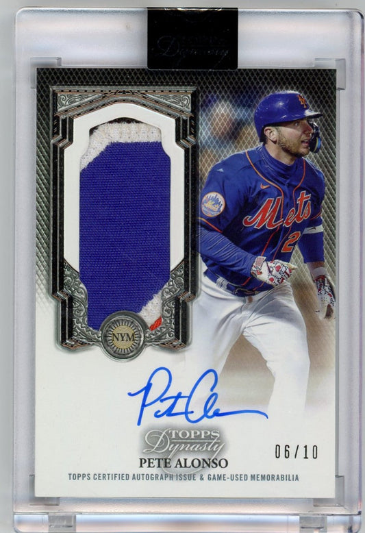 Pete Alonso 2023 Topps Dynasty Baseball Dynastic Deed Patch Auto #'d 06/10