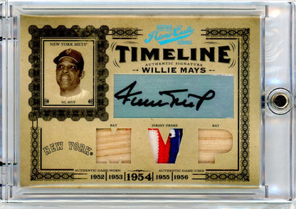 Willie Mays 2005 Playoff Prime Cuts Triple Jersey Bat Relic Autograph #'d 1/1