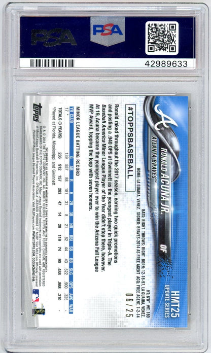 Ronald Acuna Jr. 2018 Topps Chrome Update Autograph Orange Refractor 6/25 PSA 10