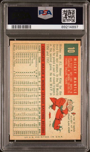Mickey Mantle 1959 Topps #10 PSA 6