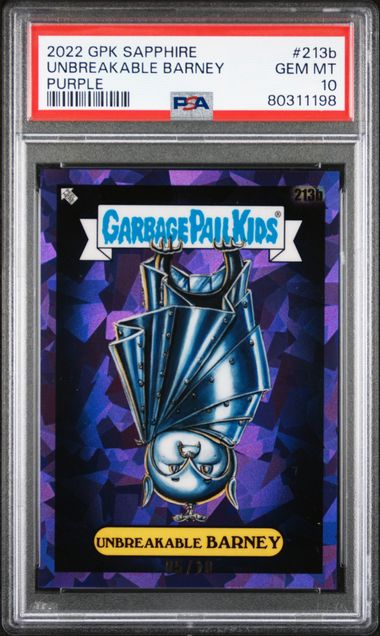 Unbreakable Barney 2022 GPK Sapphire Purple #'d 5/10 PSA 10